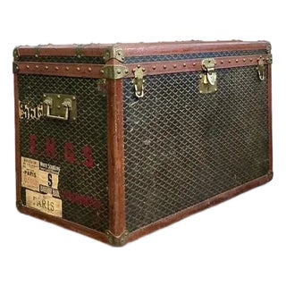 Vintage Boho Goyard Steamer Trunk For Sale