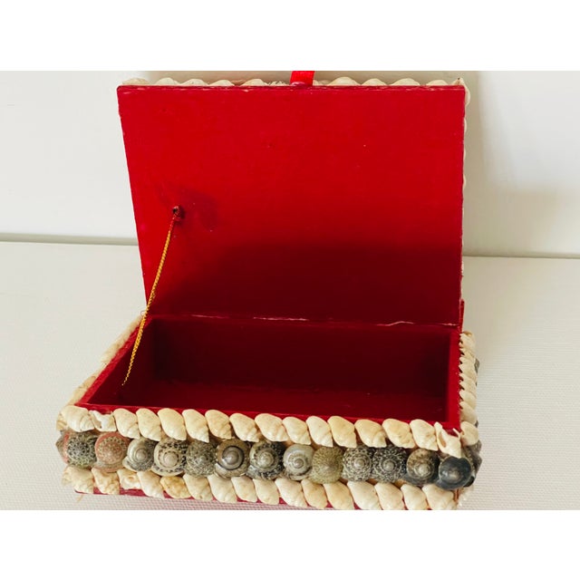 1920s Antique Sailors Valentines Sea Shell Encrusted Jewelry Box For Sale - Image 5 of 5