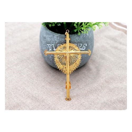 Metal 19.2k Gold Crucifix with Christ and Our Lady For Sale - Image 7 of 9