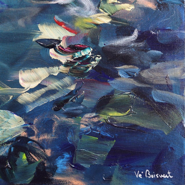2020s Underwater Poetry - Large Abstract Blue Tone Textural Acrylic Painting on Canvas Original Artwork by Ve Boisvert For Sale - Image 5 of 9