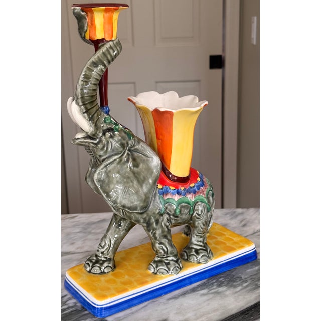 Vintage Ditmar Urbach Czechoslovakia Elephant Candle Vase Centerpiece For Sale - Image 11 of 16