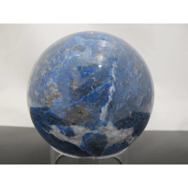 Gemstone Large 8lb Lapis Lazuli Quartz Crystal Earth Ball Sphere With Stand For Sale - Image 7 of 7