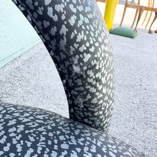 Textile Postmodern Silver and Black Leopard Print Lounge Chairs - A Pair For Sale - Image 7 of 9
