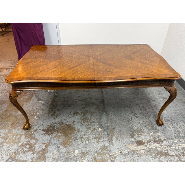 Wood Century Furniture Queen Anne Style Extension Dining Table + Eight Chairs Set For Sale - Image 7 of 12