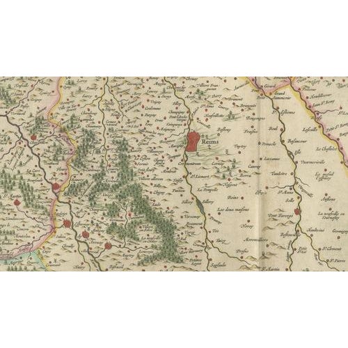 Antique Map of Reims and Rethel from Blaeu, France, 1642 For Sale - Image 10 of 11