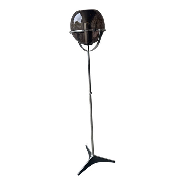 Vintage, Mid Century Modern Frank Ligttelijn for Raak Smoked Glass Orb Floor Lamp, Unmarked For Sale