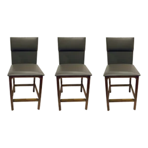 Interlude Home Modern Gray Faux Leather Counter Stools Set of 3