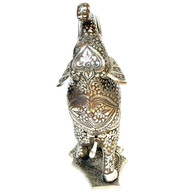 Indian Silvered & Enamel Engraved Bronze Elephant Automaton Swiss Music box For Sale - Image 9 of 18