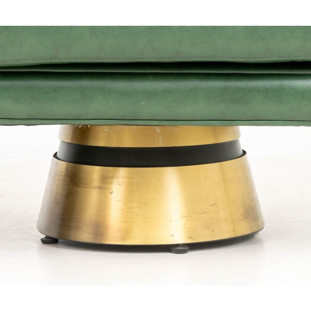 Mid 20th Century Borgade Green Leather Swivel Tub Chairs, Pair For Sale - Image 5 of 7