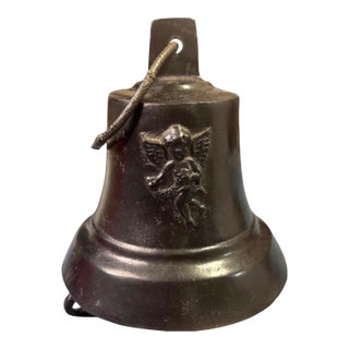 Antique Angel Relief Bronze Bell For Sale