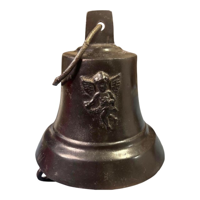 Antique Angel Relief Bronze Bell For Sale