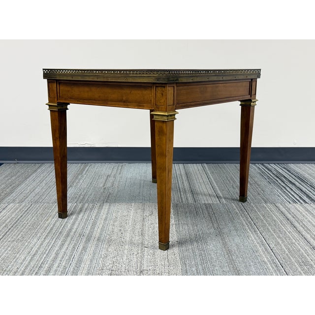 Wood Baker Furniture French Louis XVI Style Accent Table Brass Gallery For Sale - Image 7 of 10