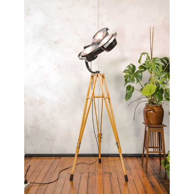 Black Hospital 3-Way Floor Lamp on Wooden Tripod, 2000s For Sale - Image 13 of 18