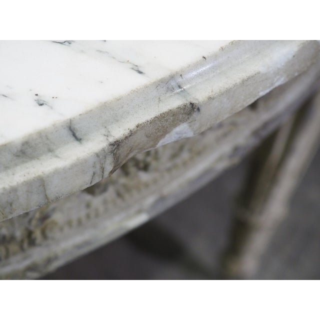 Antique French Louis XVI Style Painted Center Table With Marble Top, Late 1800s For Sale - Image 15 of 18
