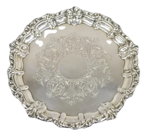 Vintage English Sheffield Silver Plated Round Serving Platter