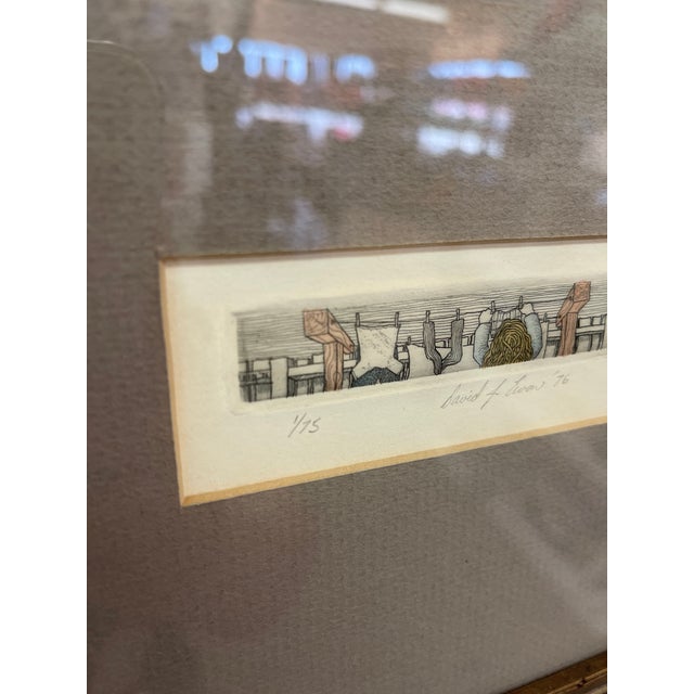 Wood 1976 Limited Edition Hand-Signed Etching Print, Numbered 1/75, Framed. For Sale - Image 7 of 8