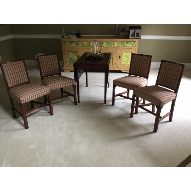 Vintage Brandt Mahogany Drop-Leaf Dining Table & Four Chairs With 21" Leaf and Custom Table Pads For Sale - Image 13 of 18