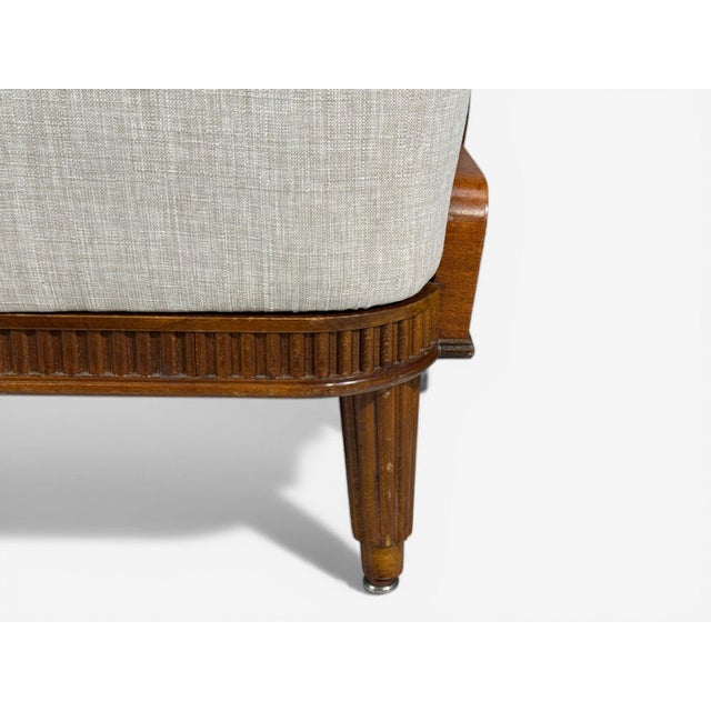 Brown Svante Skogh, Lounge Chairs, Beige Linen, Beech, Sweden, 1945 For Sale - Image 8 of 12