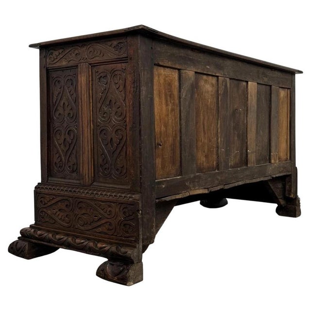 Gold 18th Century Georgian English Carved Oak Coffer For Sale - Image 8 of 11
