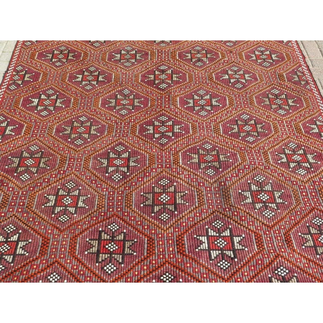 1960s 1960's Embroidered Nomad Kilim - 74"x118" For Sale - Image 5 of 9