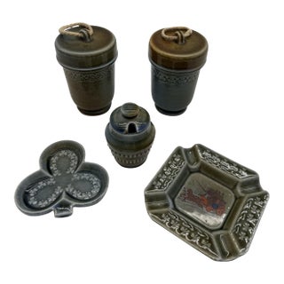 Vintage Collection of Wade Irish Porcelain Ashtray, Trinket Dish, Egg Cups For Sale