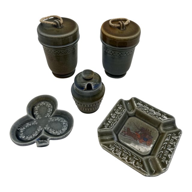 Vintage Collection of Wade Irish Porcelain Ashtray, Trinket Dish, Egg Cups For Sale