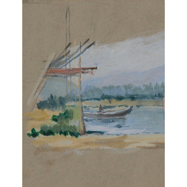 Period Italian Signed Landscape Watercolor For Sale - Image 7 of 8