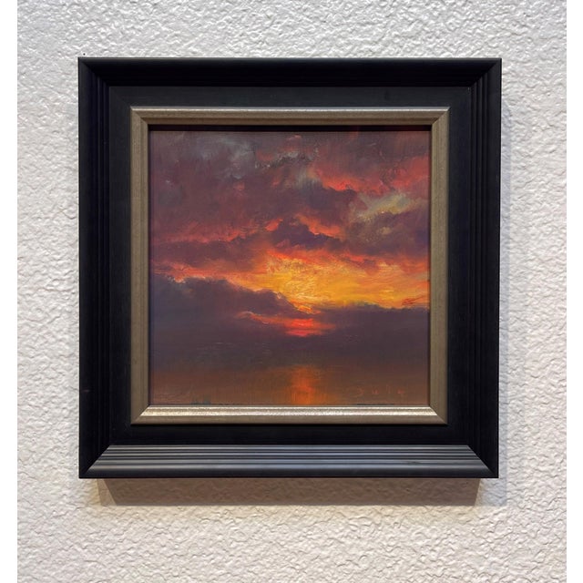 Impressionist At Last Light by Devin Michael Roberts | Oil on panel sunset with dramatic clouds For Sale - Image 3 of 5