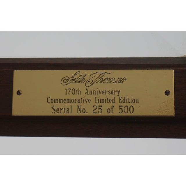 Seth Thomas Inlaid Mahogany 170th Anniversary Grandfather Clock For Sale - Image 17 of 18