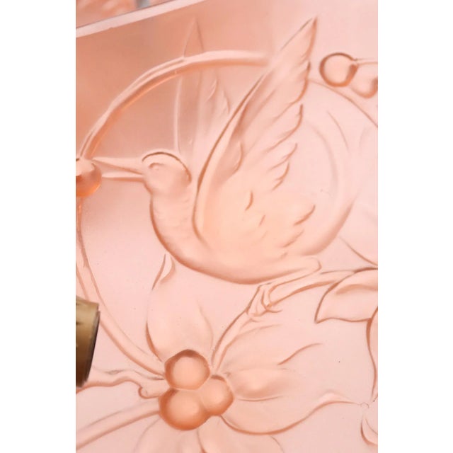 Italian Art Deco Sculptured Glass and Chrome Chandelier in Pink, 1940s For Sale - Image 6 of 18