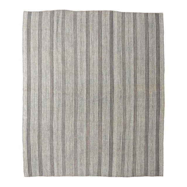 Gray Vintage Large Turkish Kilim Rug - 8`8″ X 10`2″ For Sale