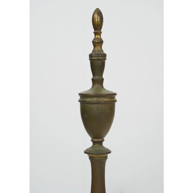 Traditional Pair of Vintage Federal Brass Andirons For Sale - Image 3 of 12
