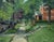 Denver Neighborhood by Jim Beckner | Oil on canvas board Street view of a residential neighborhood. For Sale