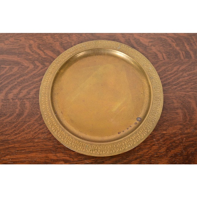 Early 20th Century Tiffany Studios New York Bronze Doré Large Charger Plate or Tray With Decorative Border For Sale - Image 5 of 11