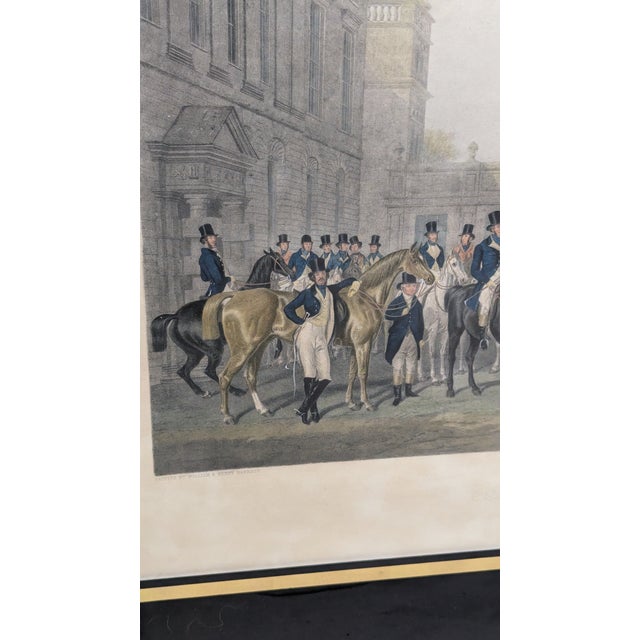 Victorian 1847 Victorian English Sporting Hand-Colored Engraving by William Giller After William and Henry Barraud, "The Meet at Badminton", Framed For Sale - Image 3 of 8
