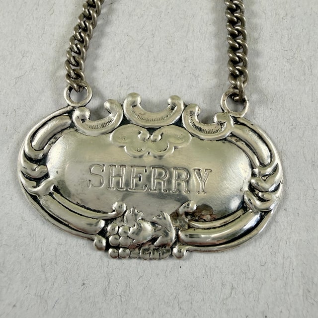 Wallace Silversmiths Estate Wallace Sterling Silver Liquor Collar Tags, a Pair For Sale - Image 4 of 7