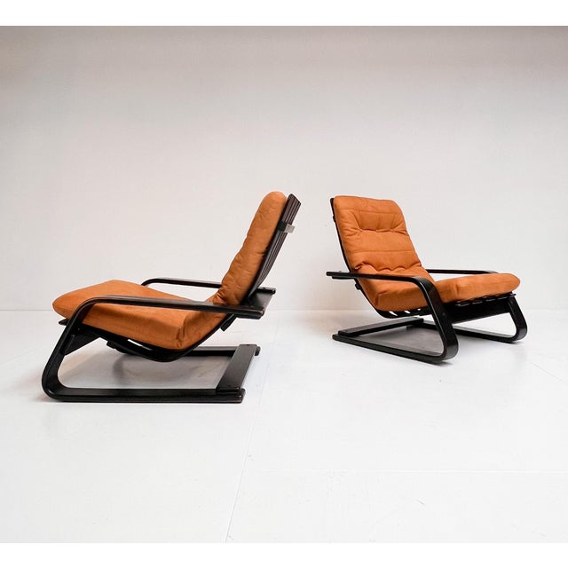 Wood Reupholstered Cognac Coloured Lounge Chair, 1960s For Sale - Image 7 of 18