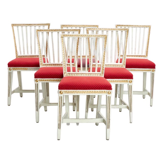 Gustavian Chairs in New Guise, 1880, Set of 6 For Sale