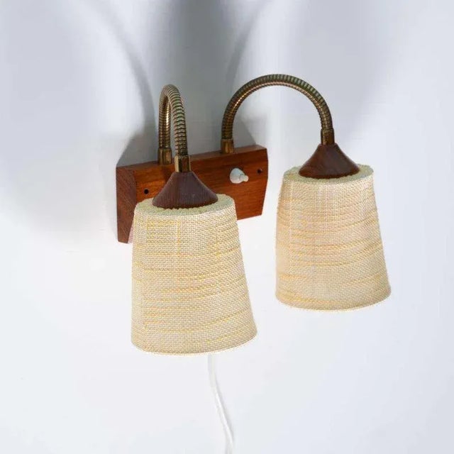 Brown Vintage Teak Wall Bedside Wall Lamp, Sweden, 1960s For Sale - Image 8 of 8