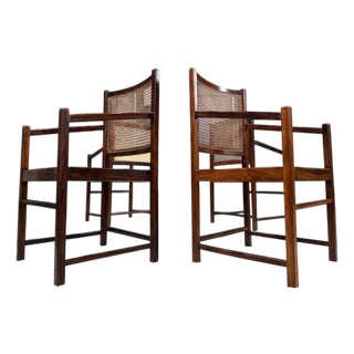 Set of Four Armchairs in Rosewood & Caning, Unknown, 1960s For Sale