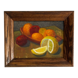 Vintage 1965 Impressionist Still Life Oil Painting of Fruit