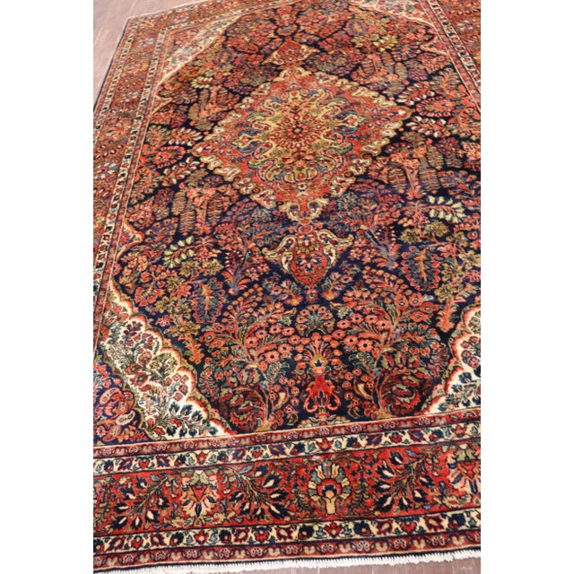 Antique Persian Mohajeran Sarouk Blue Carpet, 6'11" X 10'3" For Sale In Chicago - Image 6 of 11