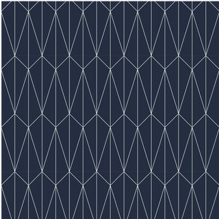 Mitchell Black "Long Lines" Navy Wallpaper Remnant For Sale