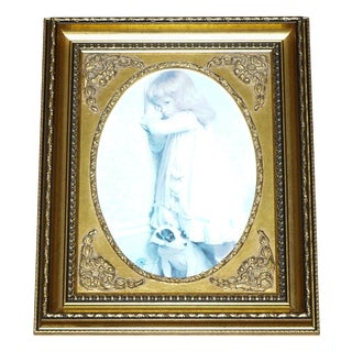 Little Girl and Dog Posing Print, Framed For Sale