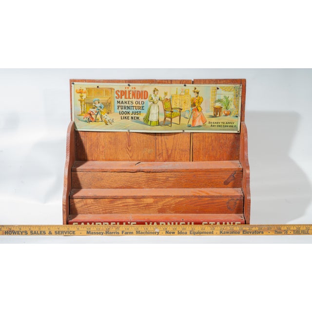 Industrial Antique Campbells Varnish Stains General Store Countertop Advertising Display For Sale - Image 3 of 6
