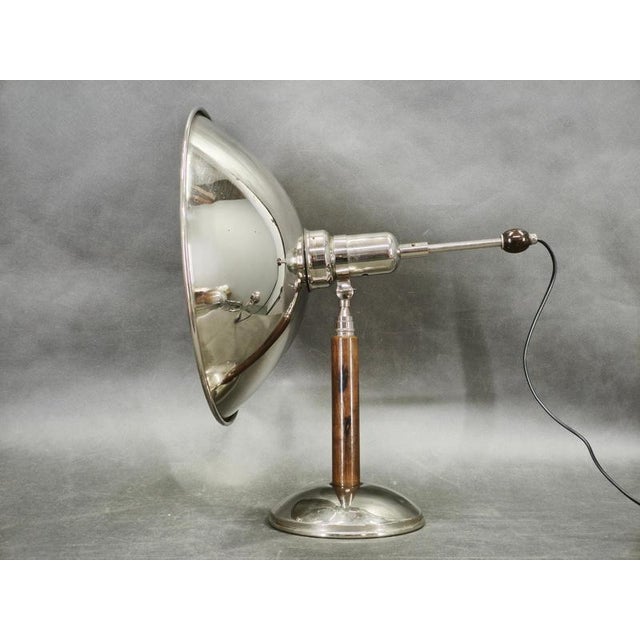 An exceptional original bauhaus table lamp manufactured in czechoslovakia during the 1930s. Its dramatic polished chrome...