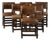 Set of Antique Leather Upholstered Dining Chairs For Sale