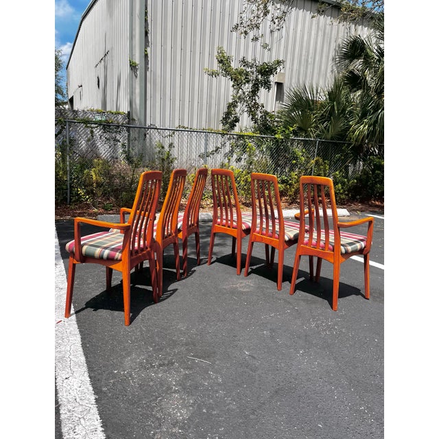 Wood Mid Century Modern Dining Chairs | Benny Linden Style Set of Six With Armchairs For Sale - Image 7 of 12