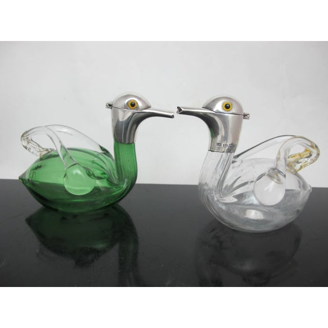 Victorian Cornelius Saunders & Francis Shepherd Duck Sterling Glass Decanter Set For Sale - Image 13 of 13