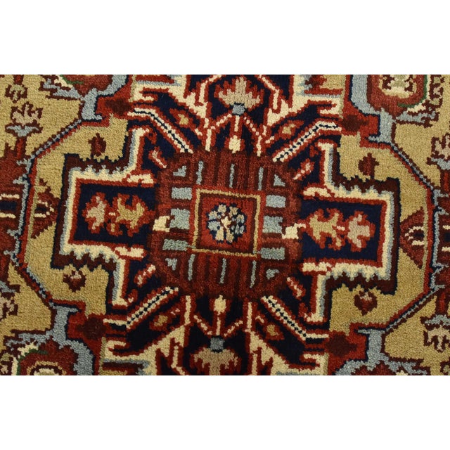 Textile Serapi Rug 4’11” X 8’3” Red Wool Tribal Hand-Knotted Oriental Carpet For Sale - Image 7 of 12